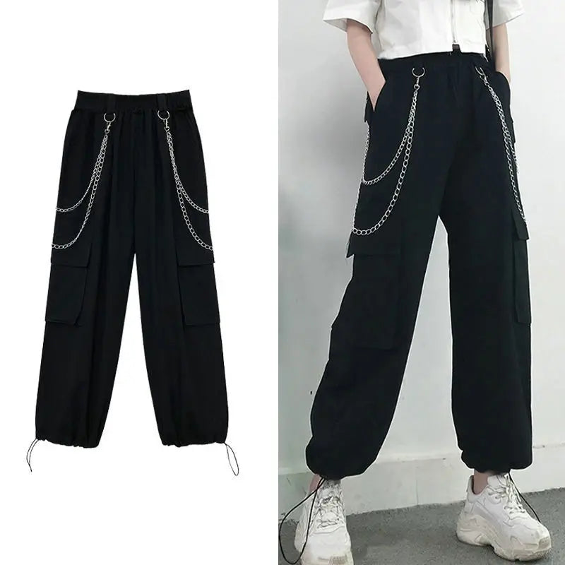Women Y2K Streetwear Cargo Pants Vintage Fashion High Waist Baggy Trousers Female Loose Sweatpants Wide Leg Joggers Trousers