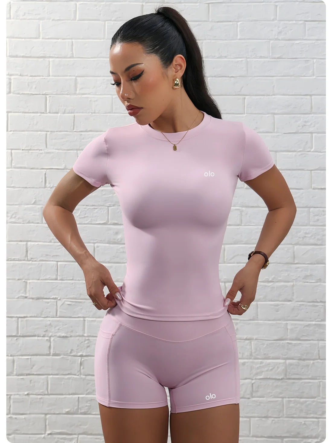 2026 Yoga Set Speed Drying Round Neck Yoga Set - Tight High Elasticity Yoga Suit Two Piece Set Running Sports Fitness Tennis Set