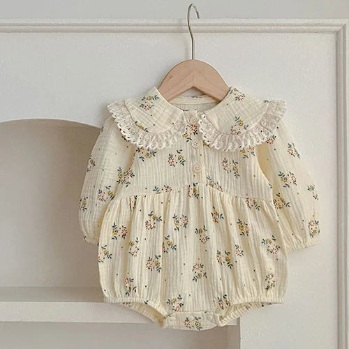 Baby Girl Romper - Korean Style Autumn Toddler Clothes 0-24 Months Cotton Print