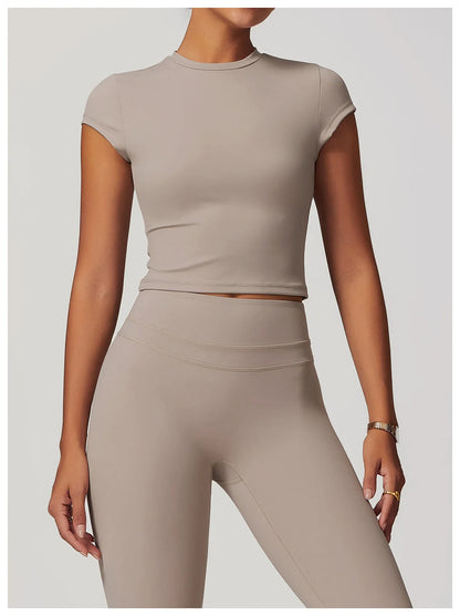 Women Yoga Top - Breathable Short Sleeve Shirt | Quick Dry Gym Top, Lightweight