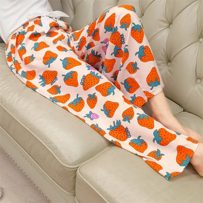 Women Cotton Casual Trousers Summer Loose Pajamas Home Pants Thin Wide Leg Pants Fashion Oversized Sleep Bottoms Korean Pants