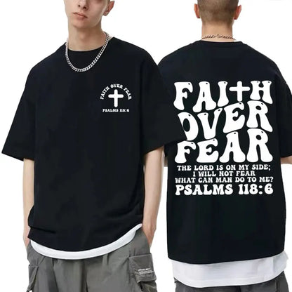 Faith Over Fear Dove T-Shirt - Casual Oversized Cotton Tee for Men  Women
