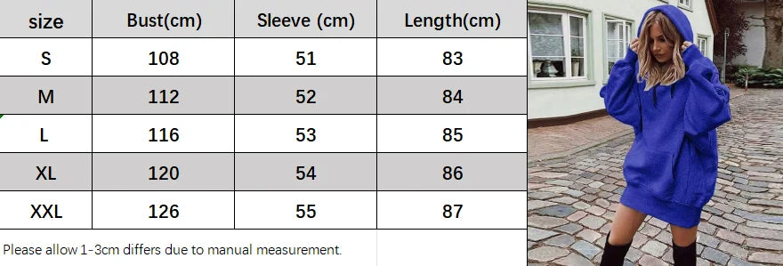 Oversized Hoodie Dress Women Loose Long Sleeve Pocket Drawstring Sweatshirt Dress Casual Streetwear Daily Wear Warm Pullover