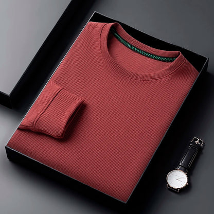 Men's Casual T-Shirt - Breathable Waffle Knit Long Sleeve Tee | Comfortable Spring Autumn Top