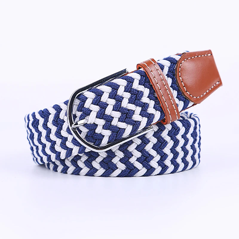 Unisex Stretch Jeans Belt - Casual Knitted Woven Canvas Pin Buckle