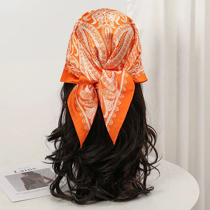 Bohemian Floral Silk Scarf - Tropical Leaf Head Wrap and Bandana