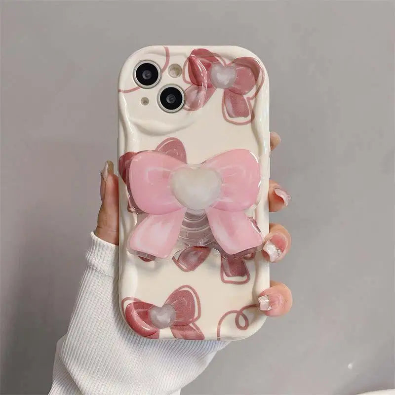 Floral Flower Bracket Case Cover for Samsung Galaxy S26 S25 S24 FE S22 S23 Ultra Plus A57 A37 A56 A55 A54 A16 A17 5G Wavy Shell