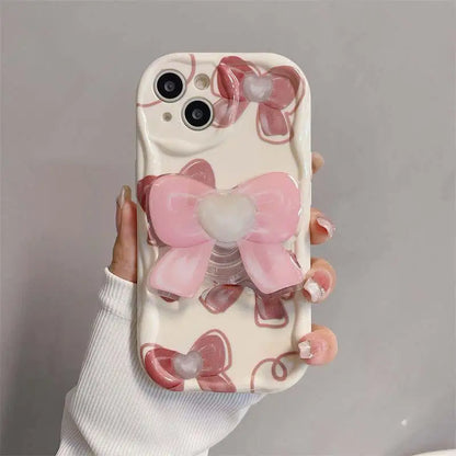 Floral Flower Bracket Case Cover for Samsung Galaxy S26 S25 S24 FE S22 S23 Ultra Plus A57 A37 A56 A55 A54 A16 A17 5G Wavy Shell