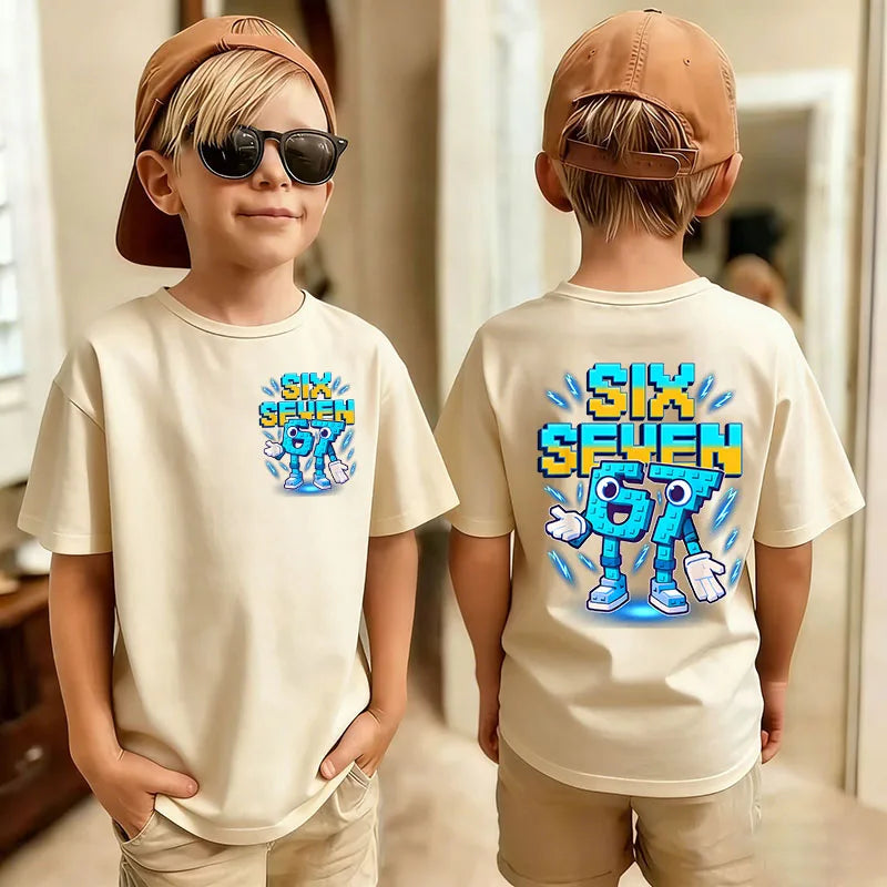 Cute Funny Six Seven Italian Brainrot 67 Number Graphic Print T-Shirt Boy/Girl Summer Short Sleeved Kids Tshirt Top Fan Gifts