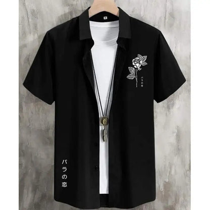 Hawaiian Men'S Shirt 3d Flower&Text Printing Beach Party Sweatshirt Loose Oversized And Blouse High-Quality Clothing