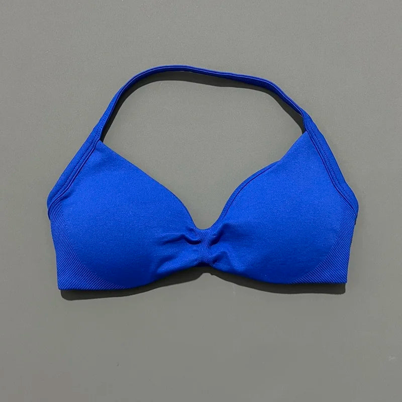 Impact Sports Bra - High Support Strappy Halter Bra With Removable Pads