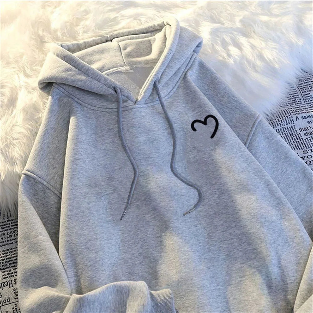 Solid color Love Print Hooded Coat Spring And Autumn Dressing Up Collection Casual Fashion Trends Versatile Laziness Feeling