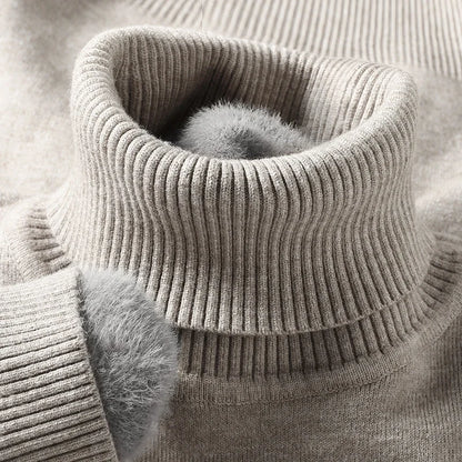 Sweatwear Mens Anti-pilling High Quality Knitted Turtleneck Sweater Slim Fit Long Sleeve Pullover Solid Color Trend Men Clothing