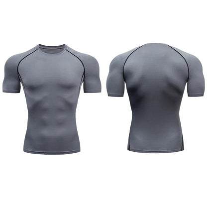Men Compression Running T Shirt Fitness Tight Short Sleeve Tshirt Training Jogging Shirts Gym Sportswear Quick Dry