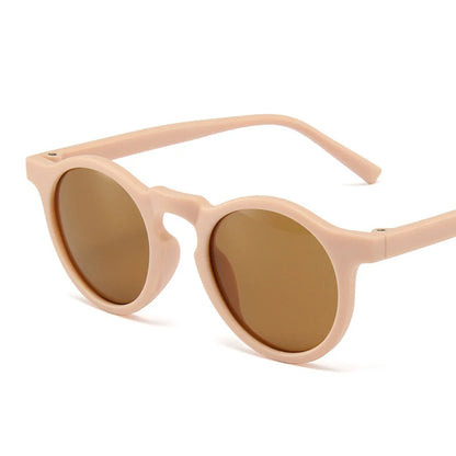 Vintage Frosted Round Sunglasses - UV400 Sun Protection for Kids