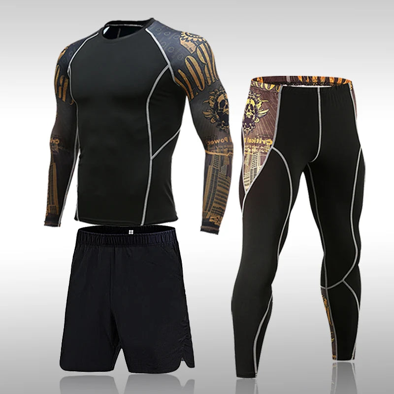 Men's Compression Gym Tights - Muscle Support Workout Pants | Quick Dry Sportswear Set