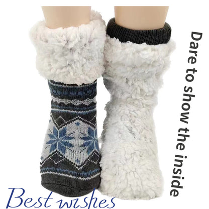 Mens Fluffy Thermal Winter Socks - Soft Non-Slip Fuzzy Floor Socks - ZOOMNSTORE