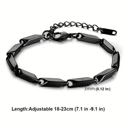 1pc Fashion Men's Titanium Steel Bracelet, Quenched Bamboo Leaf Chain Fashion Versatile Bracelet For Men And Women