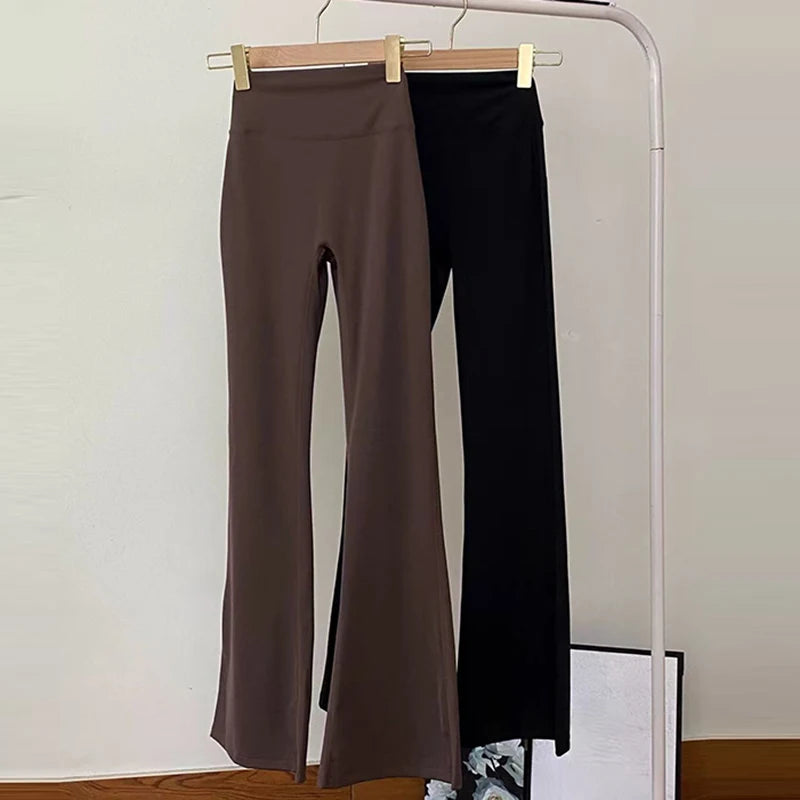 Women's High-Waisted Flared Pants, Elastic Waist, Cinching Hip-Lifting, Casual Yoga Pan for All-Season Exercise and Outdoor Wear