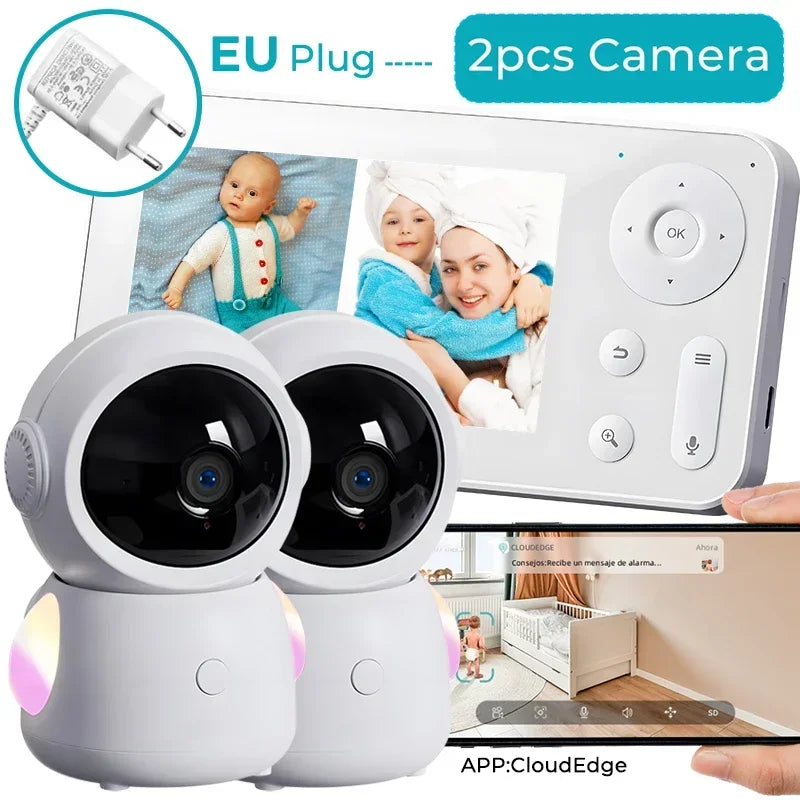 WiFi Baby Monitor - 2K 3MP Dual Camera Split Screen with PTZ & Auto Night Vision