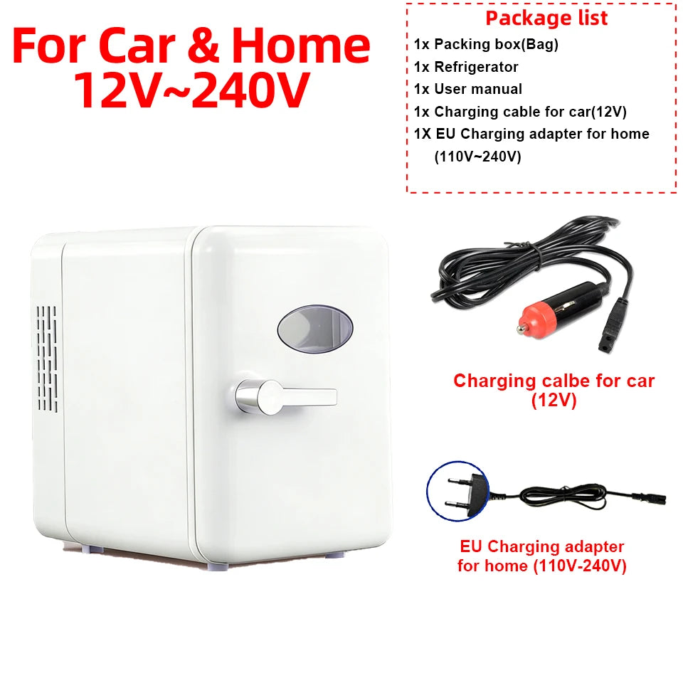Portable 4L Mini Beauty Fridge Car & Home Dual Use Cooling Heating Refrigerator Skincare Cosmetics Makeup Face Fridge for Travel