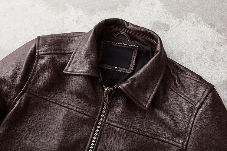 New Casual Real Cowhide Genuine Leather Jacket Men Slim Mens Clothes Spring Autumn Men's Cow Clothing Asian Size 6XL