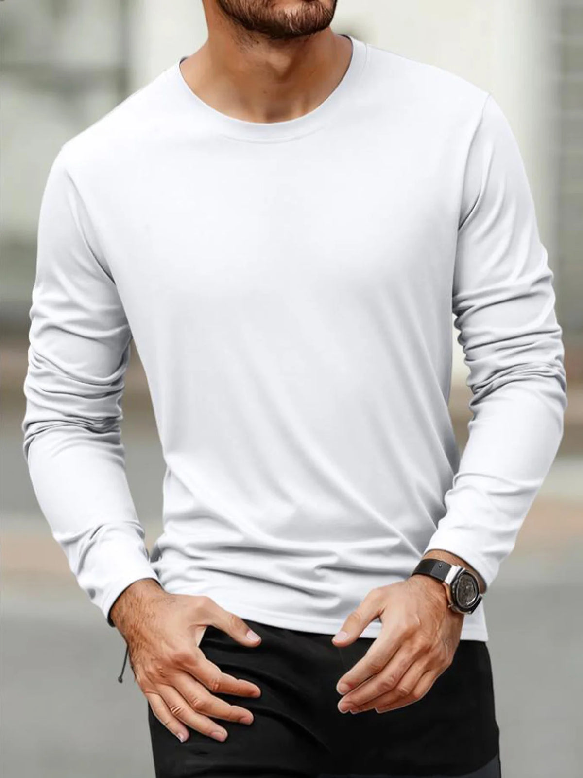 Men's Long Sleeve T Shirts Casual Round Neck Moisture Wicking Tees Male Tops Sports comfortable versatile Men's T-shirts