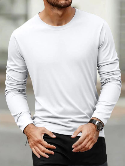 Men's Long Sleeve T Shirts Casual Round Neck Moisture Wicking Tees Male Tops Sports comfortable versatile Men's T-shirts