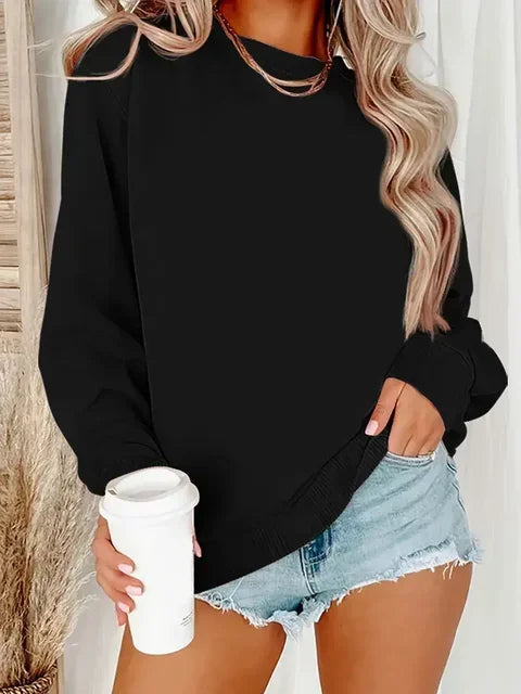 Loose hoodie, casual long sleeved women's clothing, autumn and winter comfortable pullover, round neck loose women's clothing