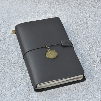 Leather Travel Journal - Refillable Notebook With Embossed Leather Cover, Handmade Diary