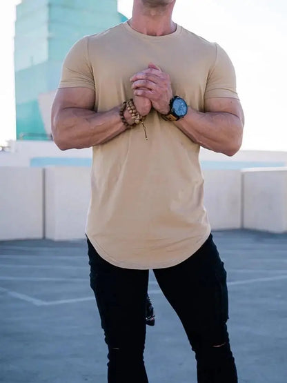 Men's Muscle Fitness T-shirt – Breathable Cotton Gym Tee | Short Sleeve Workout Shirt