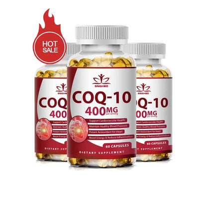 120pcs Organic Q10 Coenzyme 400mg Capsules Cardiovascular and Heart Health Energy Vitamins Beauty and Health