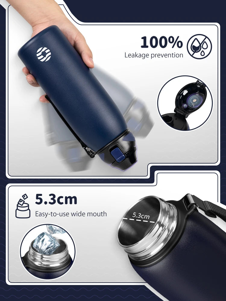 Fjbottle Water Bottle 1L Vacuum Sports Bottle Warm and Cold Drink Stainless Steel Vacuum Flask