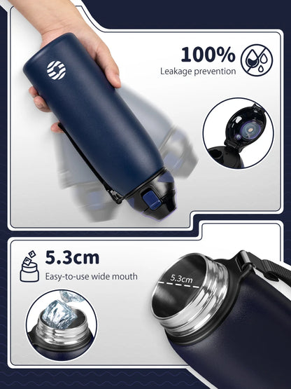 Fjbottle Water Bottle 1L Vacuum Sports Bottle Warm and Cold Drink Stainless Steel Vacuum Flask