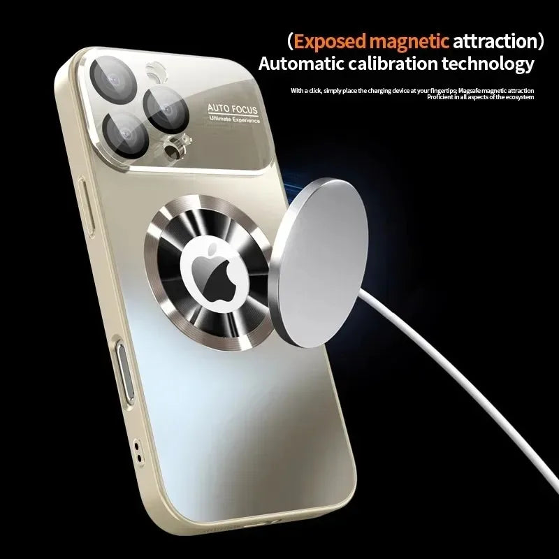 New Titanium Metallic Luxury Matte Case For iPhone 16 15 14 13 12 17 Pro Max Plus For Magsafe Glass Lens Camera Protection Cover