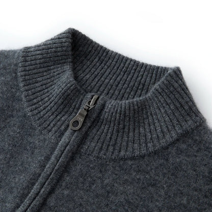 CHICUU Men's 100% Cashmere Sweater Zipper Pullover Mock Neck Long Sleeve Basic Cashmere Knitwear Autumn Winter Clothing Tops