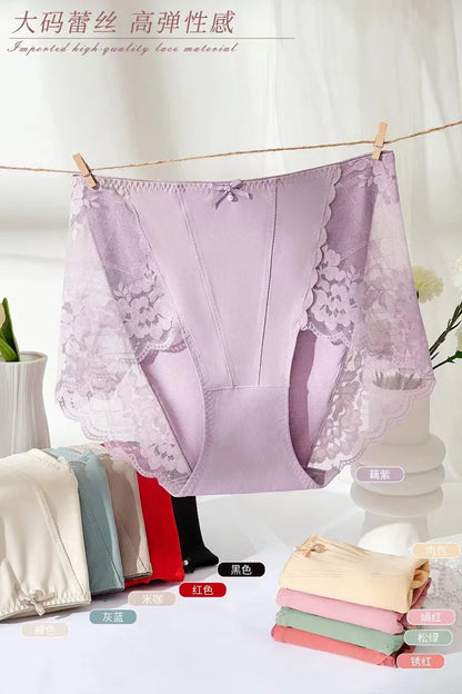 New Plus Size Lace Panties   High Waist Modal Underwear for Women 60-105kg Summer Thin  Sexy