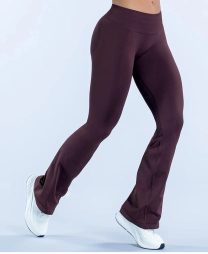 D-logo Vision Flares Women Seamless Gym Yoga Pants High Cross Waist Fashion Sports Leggings Fitness Wide-leg Workout Trousers