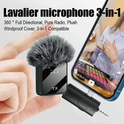 Professional Wireless Lavalier Microphone For Smartphones, Computers and Cameras, Live Broadcast, Vlog, Plug and Play