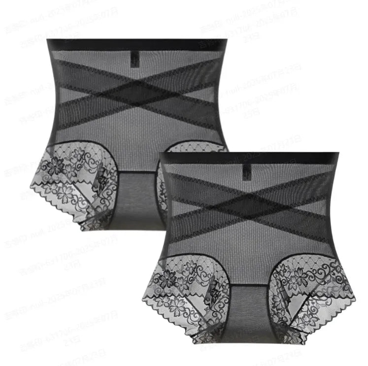Cross-strap High-waisted Panties Lace 7A Antibacterial Hip-lifting Girdle Girl High-waisted Body Shaping Pants Anti-gravity