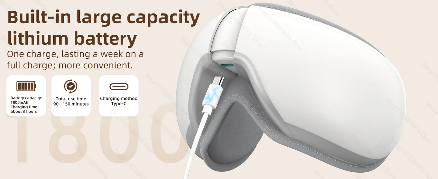 Heated Smart Vibration Eye Massager Airbag Compress Eye Care Instrument Bluetooth Music Eye Massage Sleepping Mask Relax Fatigue