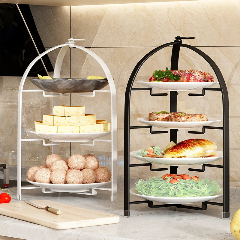 Kitchen Storage Rack | Wall Mounted Rust Proof Rack, Foldable Side Dish Organizer with Drawer