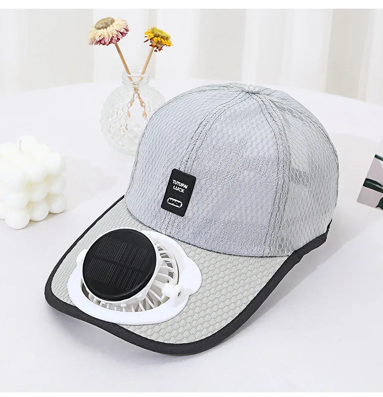 Solar Charging Fan Hat - Breathable Mesh UV Protection Baseball Cap for Men Women, Summer Outdoor Sun Hat