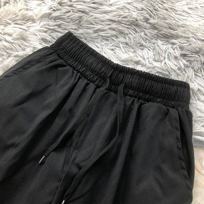 Summer Cargo Shorts Women Y2K Harajuku Streetwear Hip Hop with Chain Shorts Bf High Waist Baggy Wide Leg Short Pants New