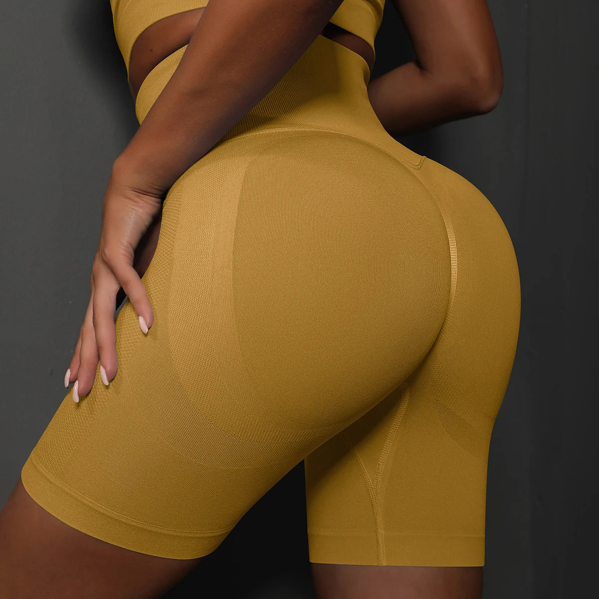 Women Yoga Shorts - High Waist Seamless Gym Push Up Fitness Cycling Workout