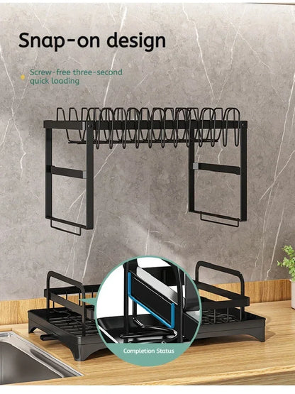 New Home Kitchen Dish Drain Rack Countertop Storage Rack with Cup Knife Holder Multifunctional Dishes Chopsticks Organizer