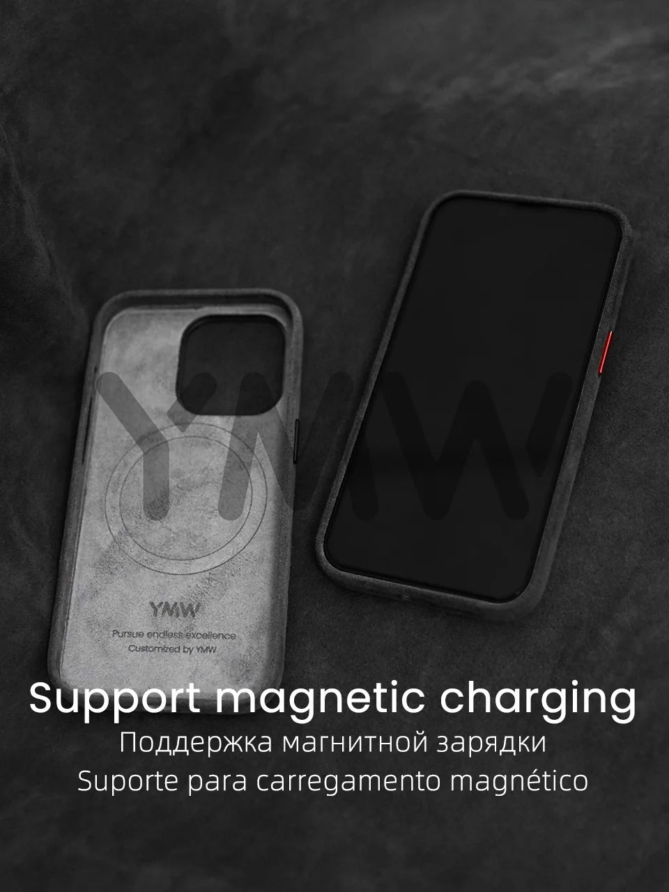 Luxury Magnetic Alcantara Case for iPhone 17161514 Pro Max - Suede Leather Supercar Design