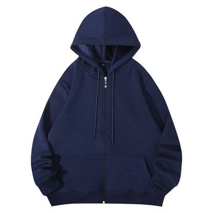 Women Oversized Zip Up Hoodie Solid Black Loose Full Zipper Hooded Sweatshirt Casual Pocket Streetwear Soft Thick Hooded Jacket