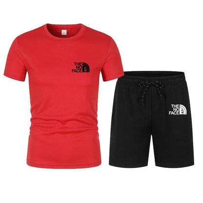 2026 Summer Fashion Trend Casual Sports Two-piece Set Trendy Men's Short Sleeved T-shirt+shorts Set