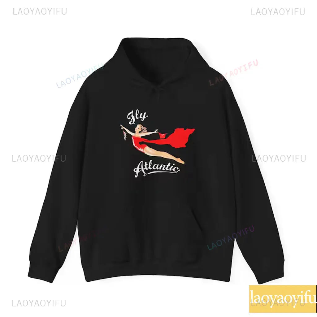 Fly Atlantic Princess Diana Sweatshirt Retro 80s Sporty Crewneck Winter Clothes Women Aesthetic Sweaters Casual Long Sleeve Tops
